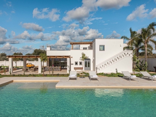 Outdoor swimming pool view of villa albarmarina located in Fasano Puglia italy