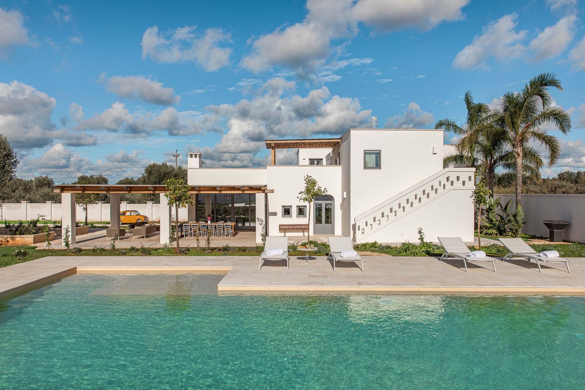 Outdoor swimming pool view of villa albarmarina located in Fasano Puglia italy